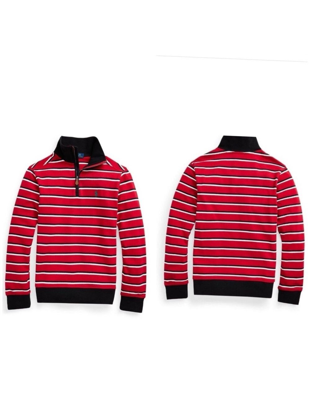 Polo by Ralph Lauren Red and Black Quarter-Zip Sweater size 16